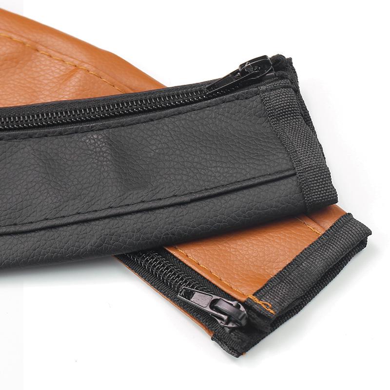 Universal PU Leather Stroller Handle Cover, Washable & Zippered Armrest Protector