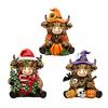Small Decorative Figurines 3Pcs Highland Cow Figurine, Resin Yak Statues for Thanksgiving Christmas, Healing Gifts Friends Farmhouse Tabletop