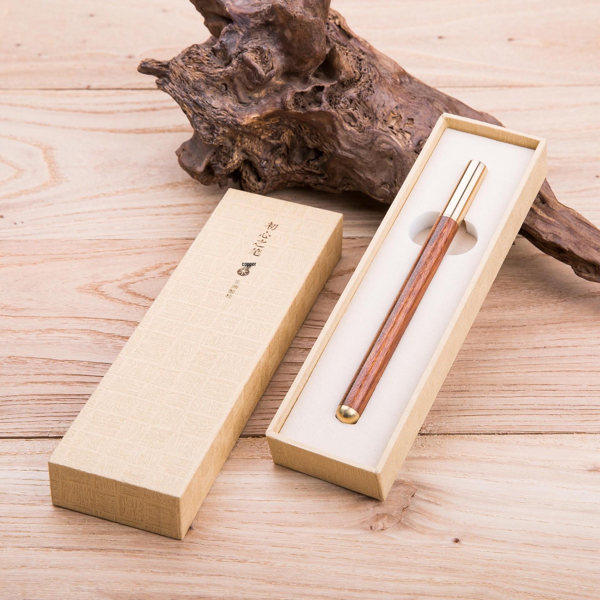 Premium Retro Solid Wood Shunxin Pen - Chinese Style Cultural & Creative Business Gift Signature Pen