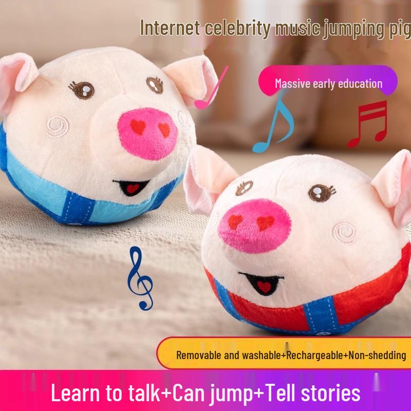 TikTok-inspiriertes springendes Schweinchen-Spielzeug: Beruhigender, singender und lernender Hüpfball für Babys und Kleinkinder.