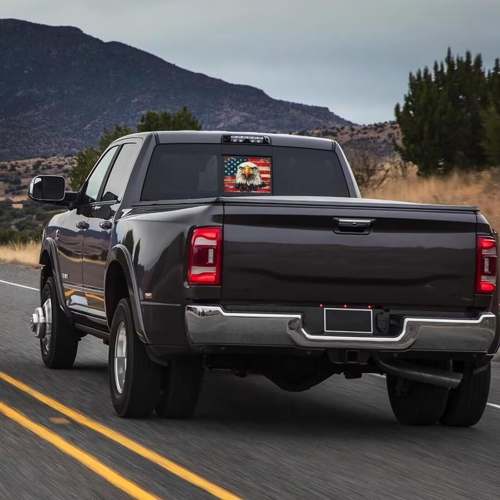 Eagle and USA Flag Pattern Decal for Truck Back Window,Car Decal and Sticker,Rear Middle Window Decal for Pickup Truck,Truck Back Window Decals 14.1W