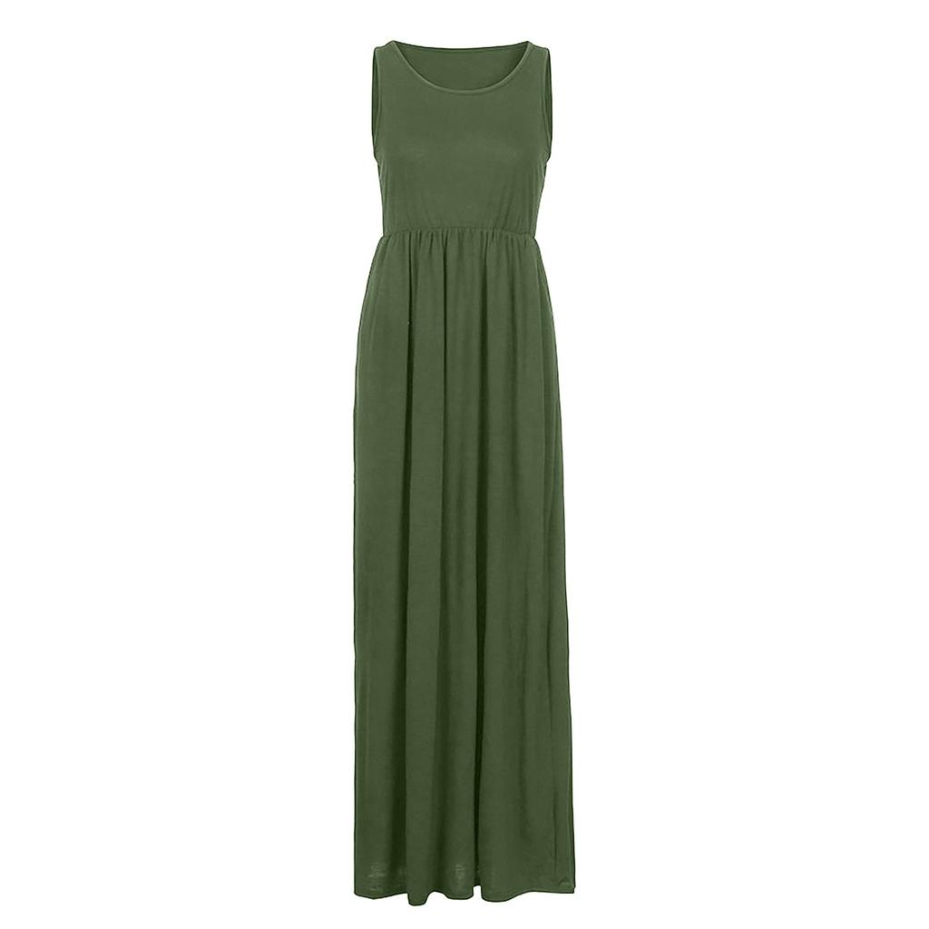 Women's Summer And Spring European And American Solid Color Pocket Drees
