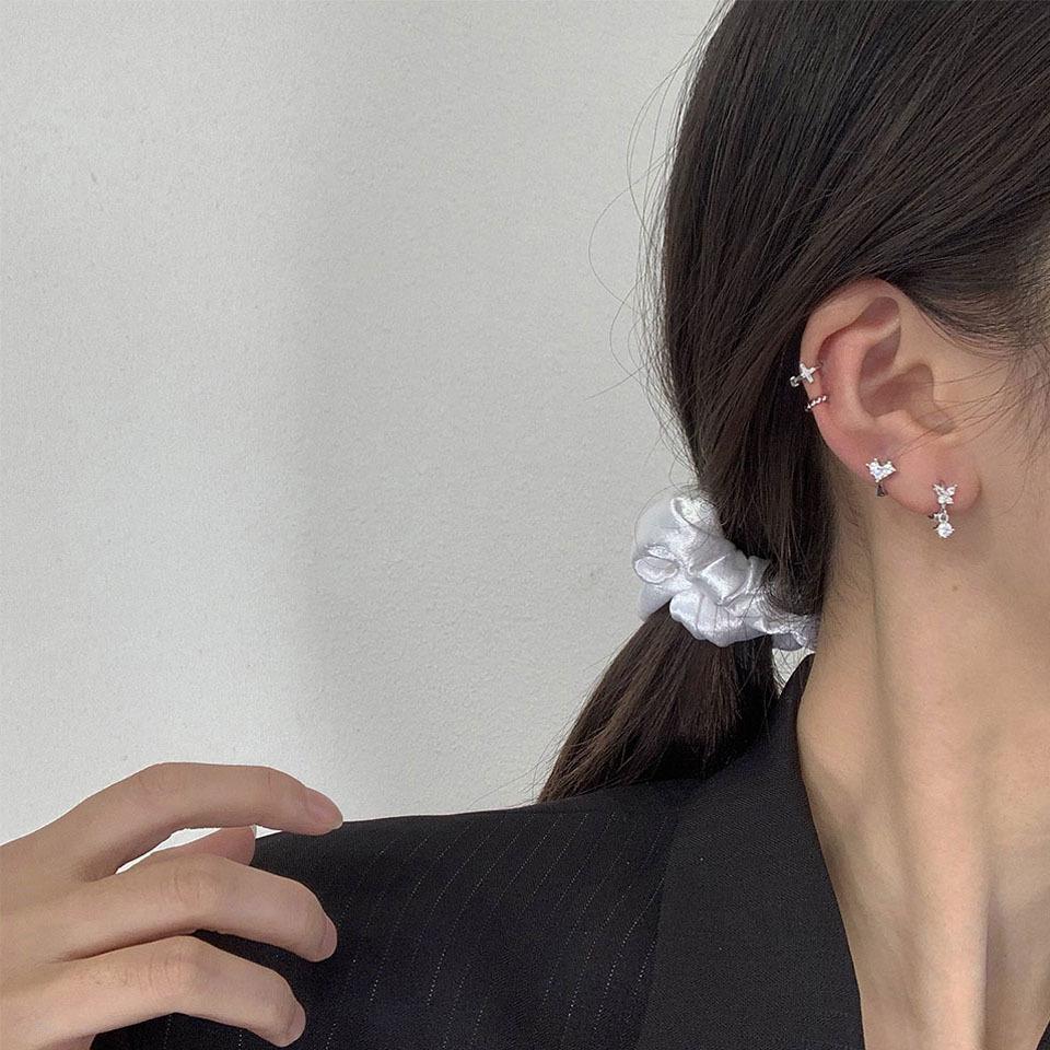 Vintage Hong Kong 925 Silver Needle Earrings: Women's Simple, Trendy, Unique Design Dangle Ear Cuffs