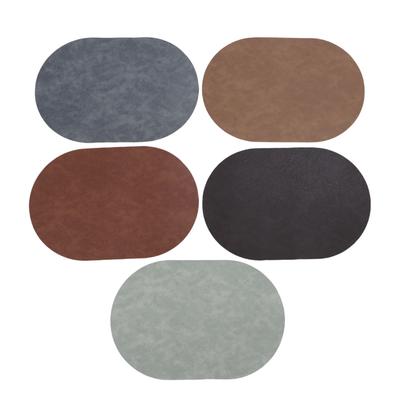5PCS Oval Leather Placemats Non Slip Heat Resisting Tableware Mats for Kitchen Restaurant Hotel 45x30cm
