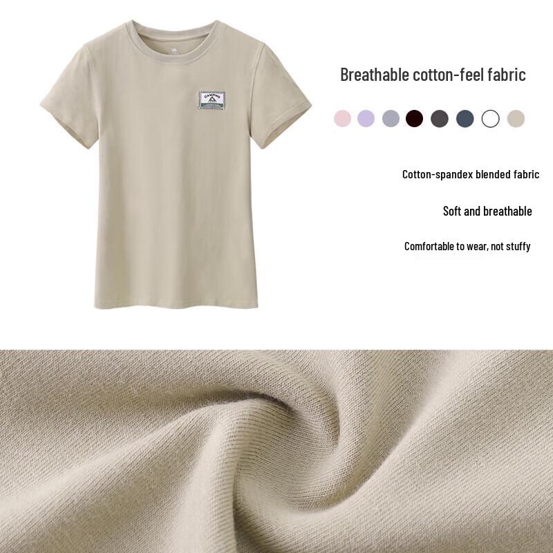 CAMEL Women's Cotton-Feel Breathable Slim Fit T-Shirt