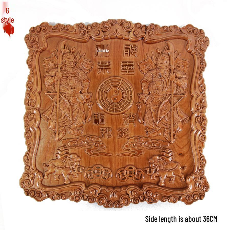 Peach Wood Door Gods Carving Pendant Ornament - Shen Tu Yu Lei Home Decoration Handicraft