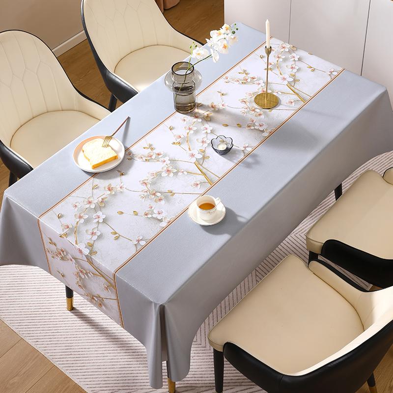 Waterproof Flower Table Cloth Soft Washable PVC Tablecloths Dining Tea High-end Towel Rectangular Desk Sheet Hotel Breakfast Mat