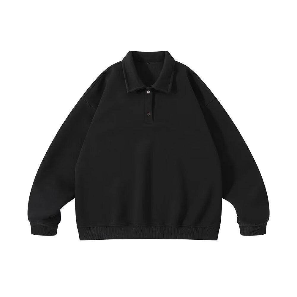 2025 Grey Lapel Hoodie: Versatile Spring/Autumn Casual Long Sleeve POLO Shirt