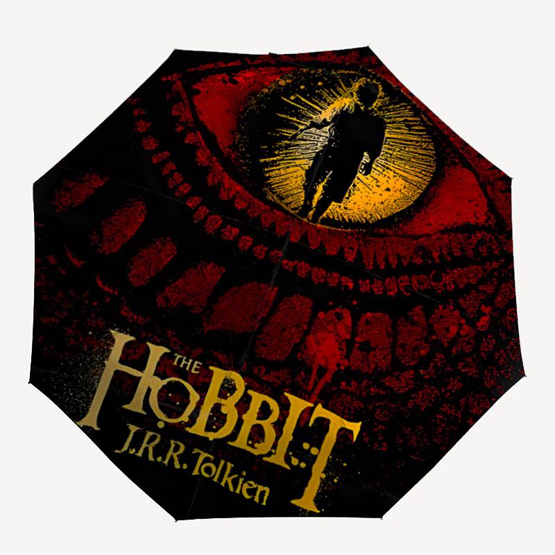 

1pc The Hobbit Automatic Folding Umbrella - Compact 8-Rib Design,Festive Gift for Friends & Family, Compact Umbrella 22097