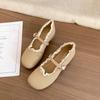 Fashion beige retro flat bottom shallow mouth single shoes women's summer 2025 new with skirt versatile soft sole Mary Jane shoes