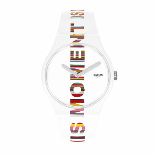 Swatch TIME'S MAGIC Uni Watch (Model: SUOZ330), White, Modern