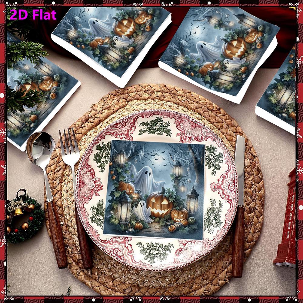 20pcs Disposable Napkins with Halloween Pattern Print for Wedding,Parties,and Daily Use for Thanksgiving Fall Christmas Table Decoration
