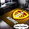 Custom Name Leeds Football Crest Rug for Living Room, Game Rooms, Office, Bedroom, Floor Mat Playful Design, Fan Gifts Christmas Decor