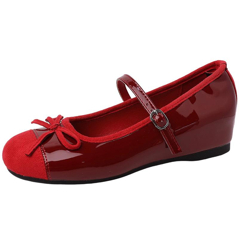Retro bow one-word buckle Mary Jane shoes summer fashion temperament leather shoes ballet women's flat shoes