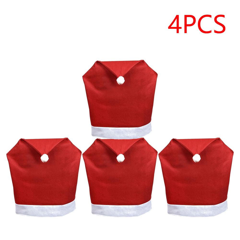 1-15 stuks Kerst Stoelhoezen Decor Kerstman Rode Hoed Stoelkap Keuken Eetkamerstoel Slipcovers Sets Voor Kerstvakantie