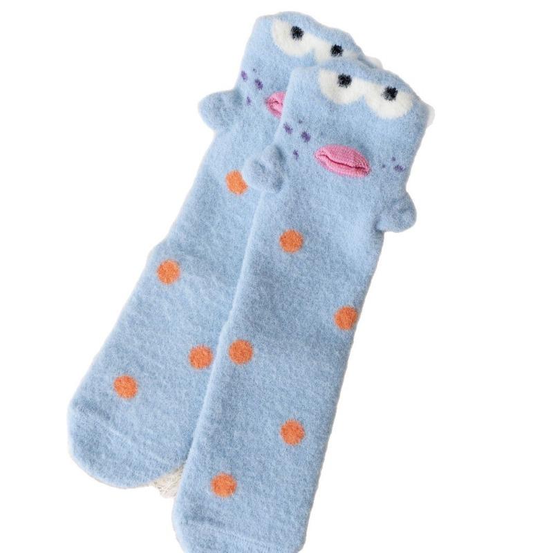 Clownfish Winter Thick Sleep Socks for Home Wear - Funny and Cute High-Chested Winter Stockings - Salmon Red-Braised Fish