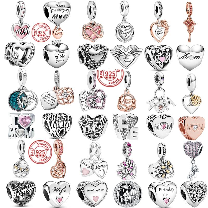 Fit Original Pantaro Charms Bracelet Mother's Day Gifts Women Zircon 100% 925 Sterling copper Forever Family Love Mom DIY Beads