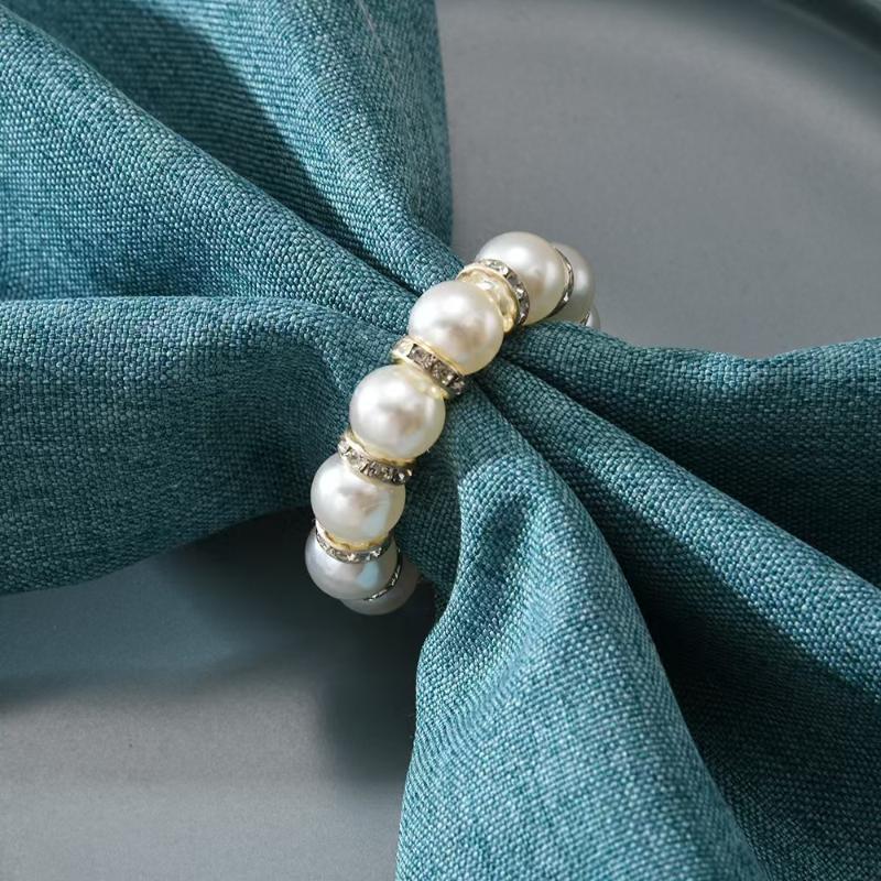 Luxuriöse Perlenstruktur Serviettenringe Goldener Halter Perlenring Serviettenhalter Eleganter Elastischer Serviettenringhalter Abendessen Bankett