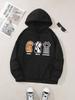 Three Cat Paw Pattern Printed Hoodie, Drawstring Casual Hooded Sweatshirt, Suitable for Winter and Autumn, Women's Clothing