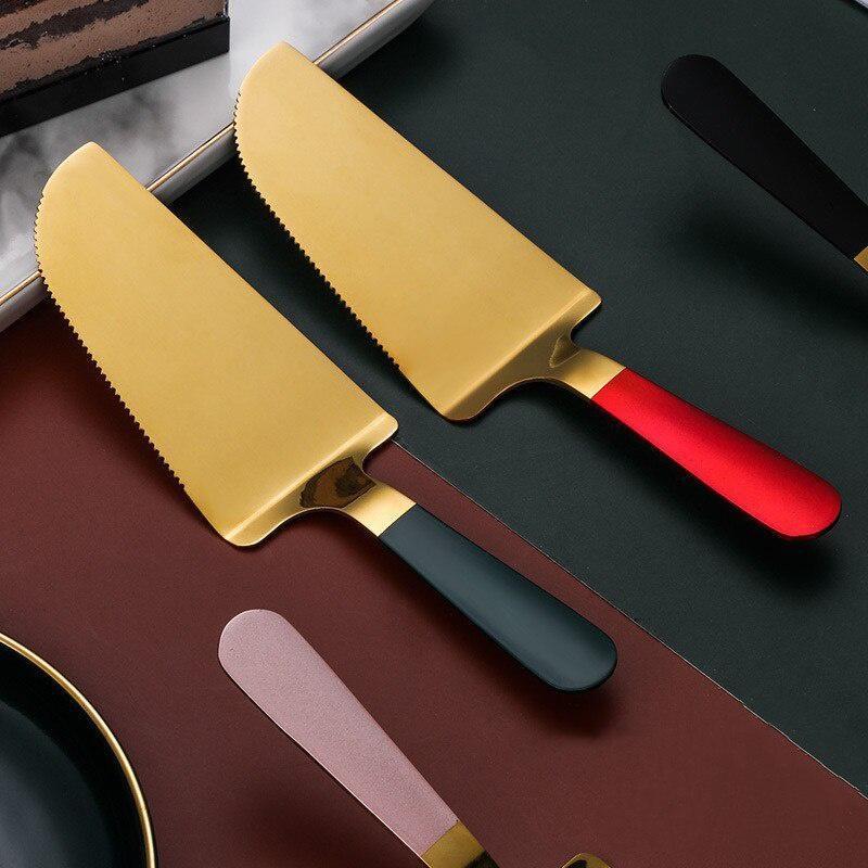 304 Stainless Steel Cake Server Blade Cutter Pie Pizza Shovel Golden Cake Spatula Cheese Shovel Cake Knife Baking Tool
