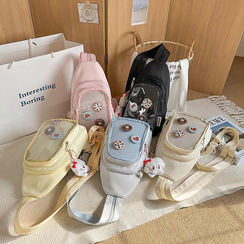 Women's Crossbody Bag Solid Color Chest Bag Student Class Shoulder Bag