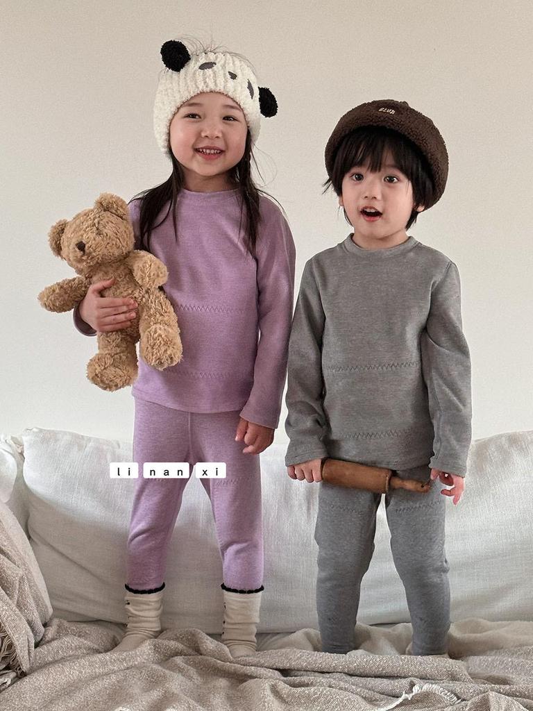 Children's Fleece-Lined Autumn Pants with Knee Pads - Warm, One-Piece Base Layer for Boys and Girls