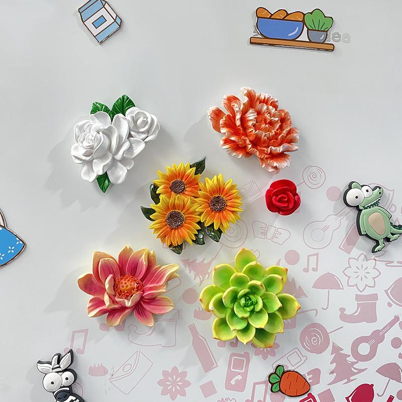 Creative 3D Bouquet Resin Fridge Magnet - Cartoon Ferrite Christmas Decoration