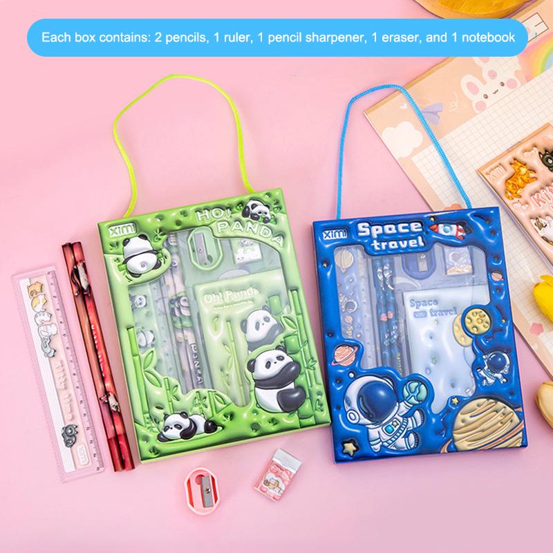 6 In 1 Stationery Set Primary School Children Learning Gift Box Pencils Kindergarten Birthday Gift Prizes Study Stationery Set