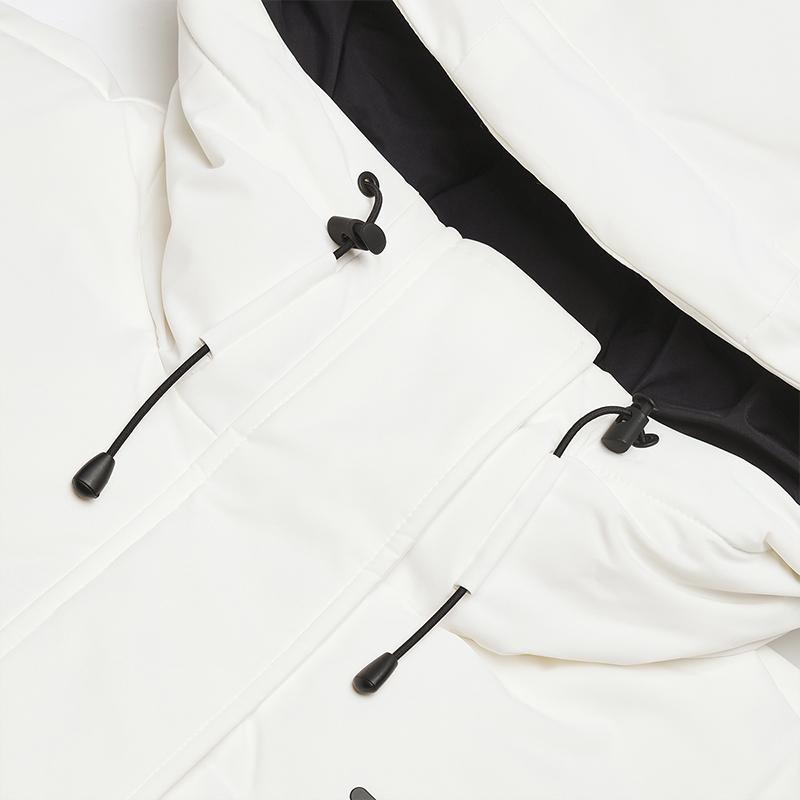 FILA Original Long Down Jacket Simple Fashion Warm Hooded Down Coat Women outerwear Cloud-Mushroom-White F11W449906FWT