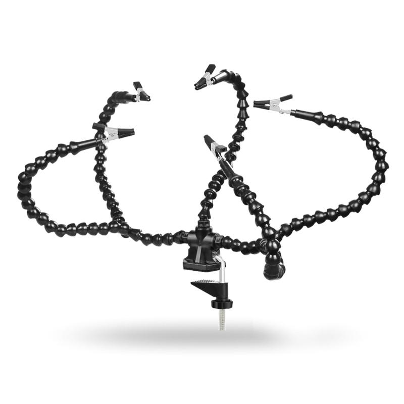 Všestranný pomocník pro pájení - třetí ruka s 3 flexibilními husími krky a klipy, ideální pro pájení a kutilství