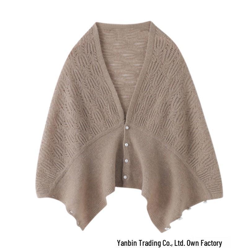 Cashmere Cross-Stitch Knit Shawl for Women - Air-Conditioned Room Cardigan, Shoulder & Neck Protector, Scarf Cape