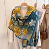 Høst og vinter Nasjonal stil Planter og blomster Landskapsmaleri Elegante kvinner Varmt skjerf Mote Retro sjal