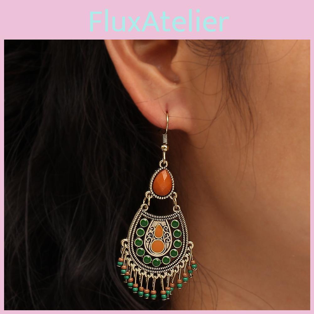Artistic Vintage Long Drop Earrings With Waterdrop And Dot Elements For Womens Jewelry