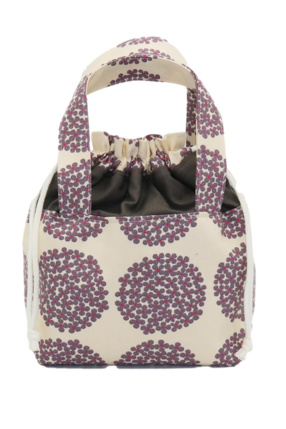 

Insulated Lunch Bag with Handle, Drawstring (Hydrangea, Off-White)