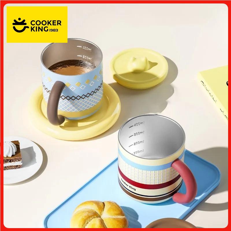 COOKER KinG Coffee Cup 316 Stainless Steel Thermos Mug Children Insulated Cup with Scale Line Office Water Cup Tea Making Home