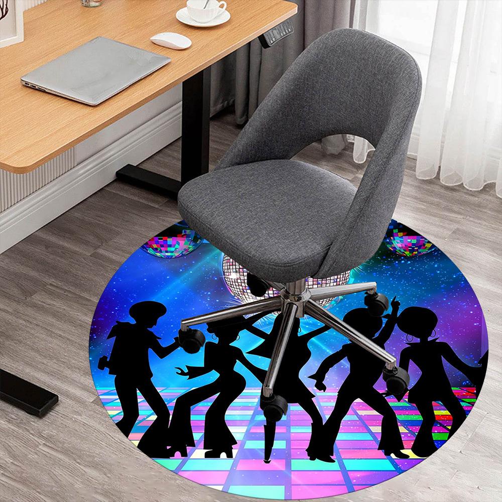 

1pc Disco Dance Party Round Chair mat office Area Rug - Non-Slip, Floor Mat for Office, Bedroom, and Indoor Decor p127271 80cm by 80cm