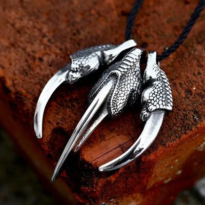 New Vintage Viking Dragon Claw Pendant Necklace For Men Unique Punk Animal Stainless Steel Necklaces Fashion Creative Jewelry