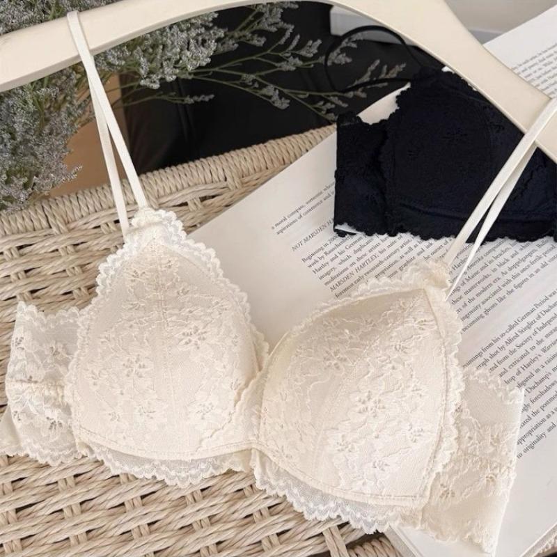 Women Lace Wireless Bra Thin Straps Push Up Comfort Everyday Lingerie