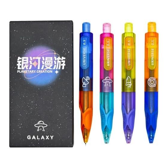 Maydahui 8 Pcs Mini Space Galaxy Retractable Ballpoint Pens, 0.5mm Black Ink Pocket Pens, Cute Gel Pens, Smooth Writing Stationery for Office Gifts