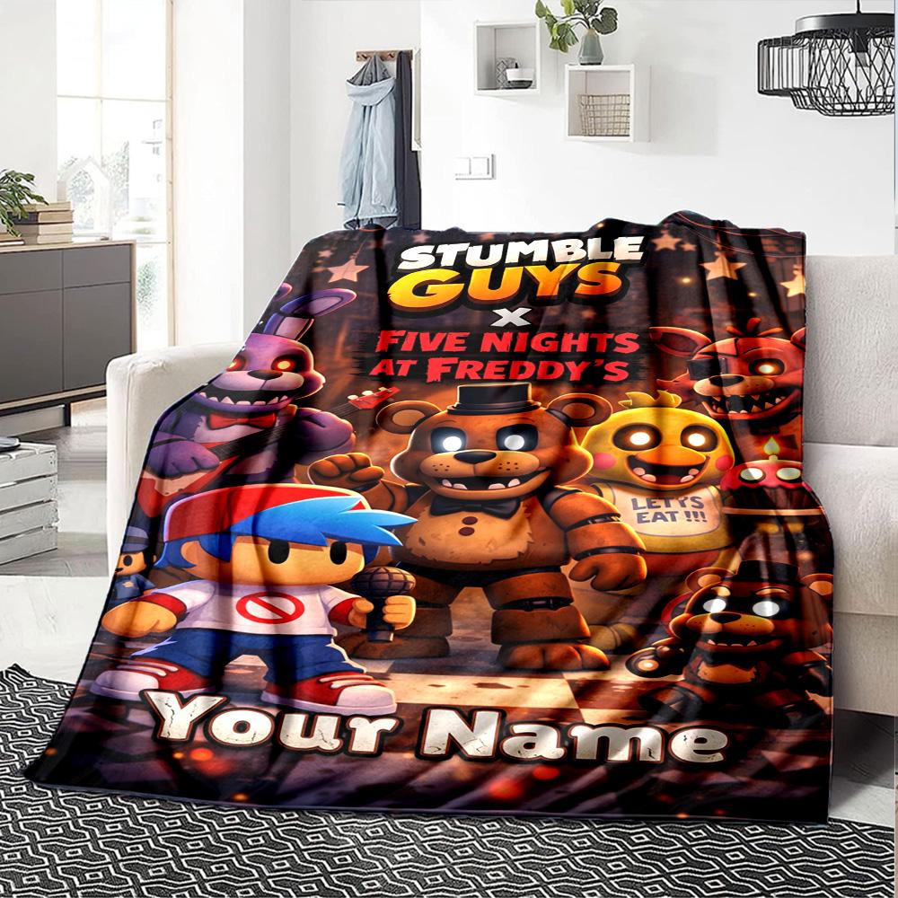 Stumble Guys Personalized Text Blanket Throw Customizable Blanket Durable Comfort Suitable for Seaside Couch Nap Chair for All Occasions