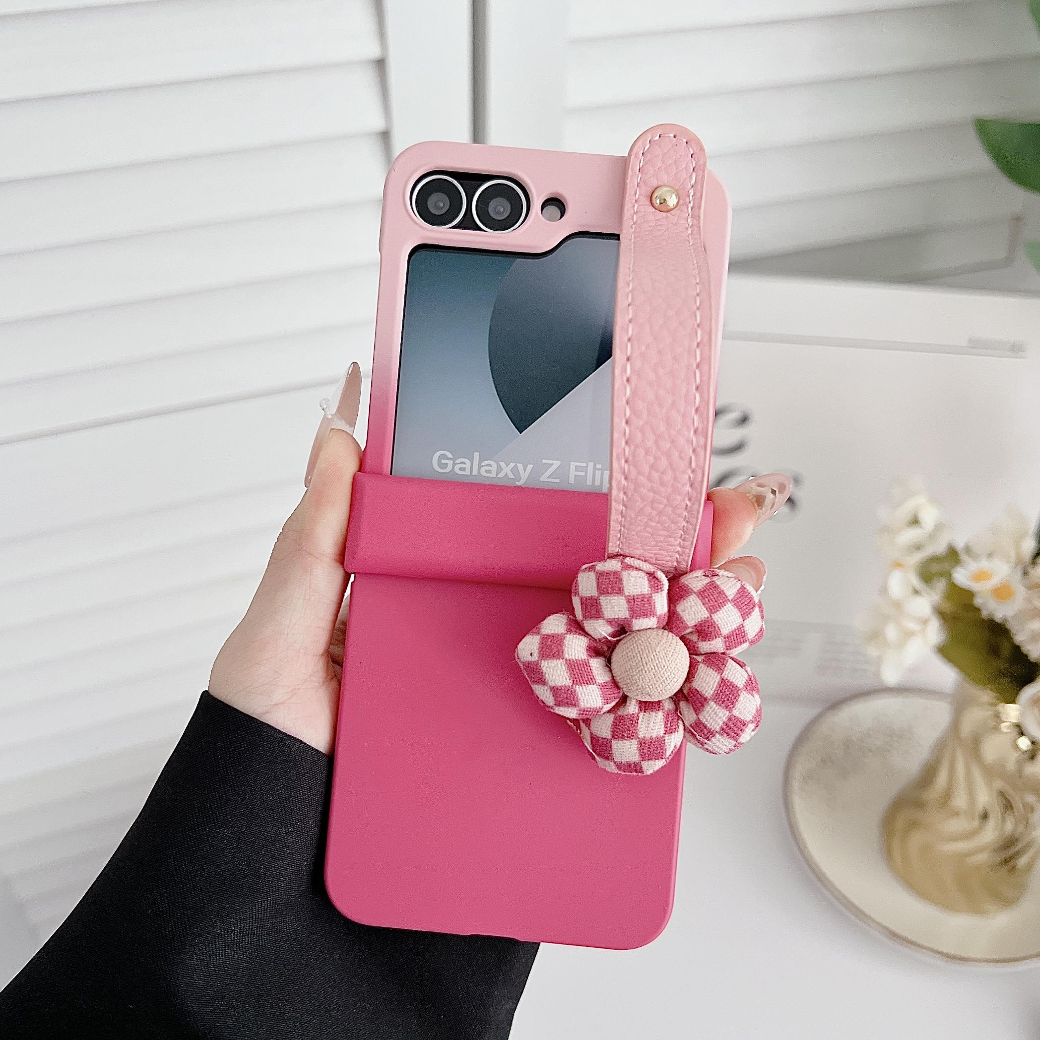 

Градиентный ремешок на запястье Чехол-книжка для Samsung Galaxy Z Flip 6 5 4 3 Flip6 Flip5 Flip4 Flip3 Защита шарнира Противоударный чехол For Samsung Galaxy Z Flip4