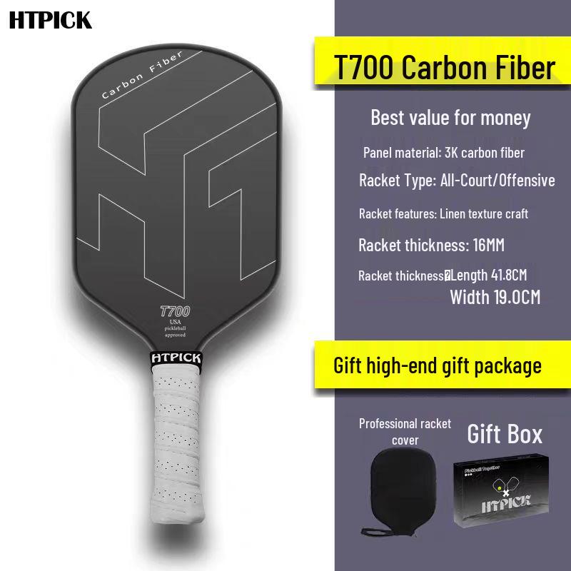 HTPICK Carbon Fiber Frosted Pickleball Racket - Professional Competition Level T700 for Outdoor Sports