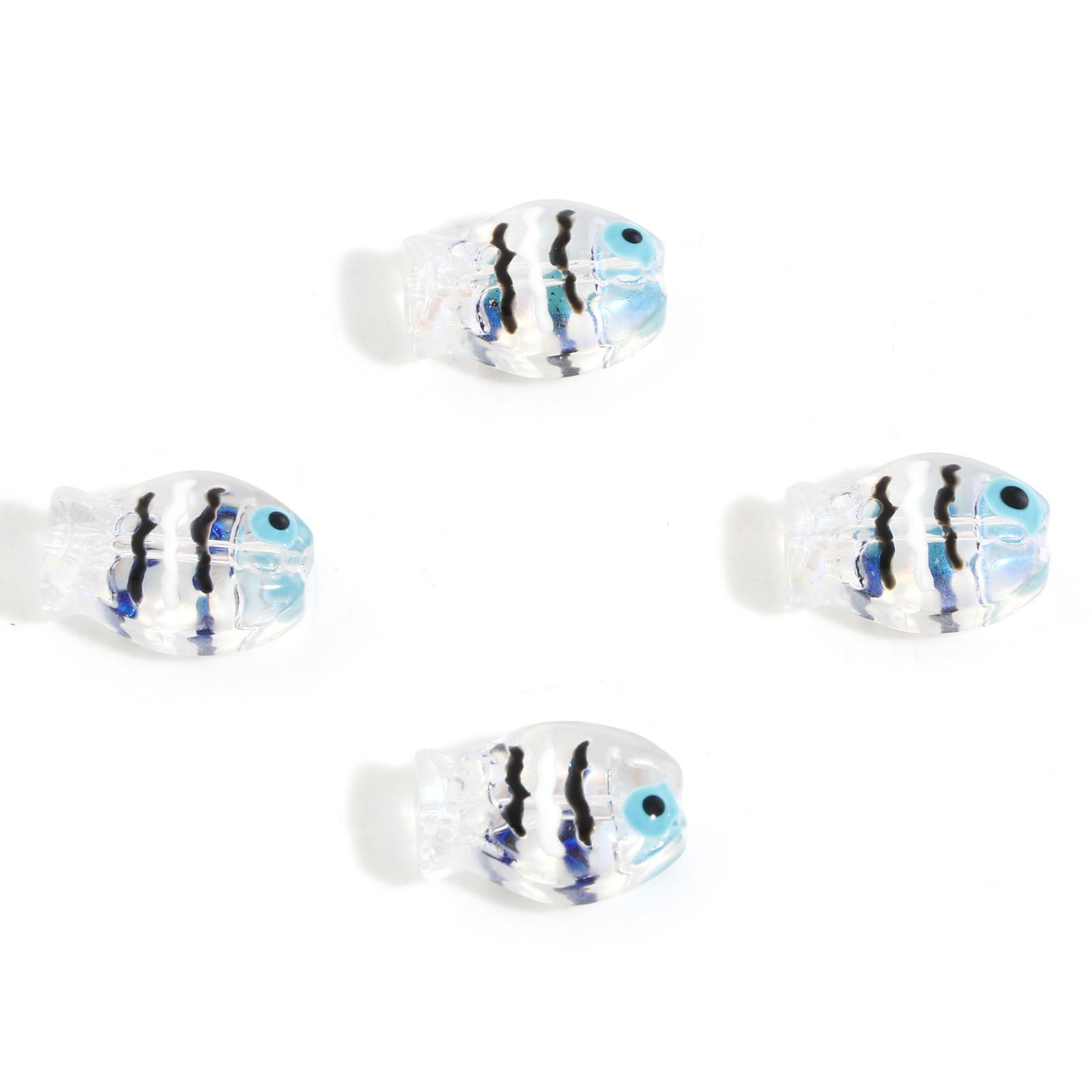 

Lampwork Glass Ocean Fish Jewelry Beads For DIY Charm Jewelry Making Enamel AB Rainbow Color Bead About 14mm x 10mm, 5 PCs