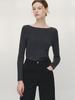 MOMET Moen Block Boat Neck Knit Charcoal