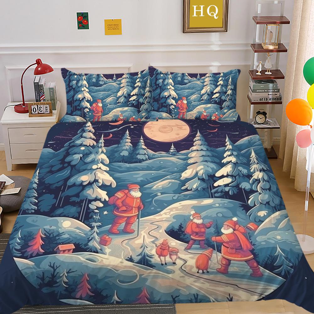 Weihnachtselch 3D-gedruckter Polyester-Kissenbezug Bettbezug Zweiteiliges oder Dreiteiliges Set erhältlich