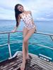 Boho Halter One Piece Swimsuit Bikini Set High Waisted Monokini Push Up Sexy Tummy Control Women Beach