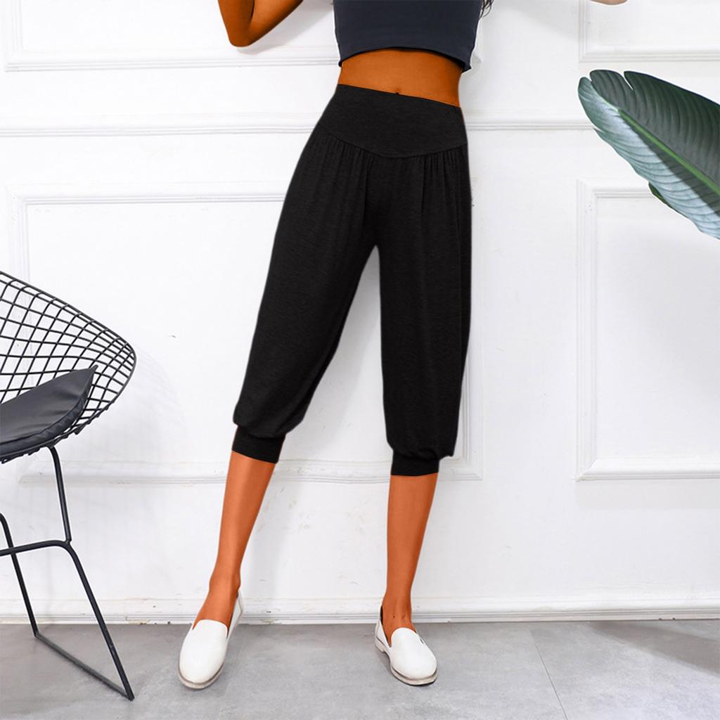 Women's Solid Color Loose Casual Yoga Seven-inch Wide-leg Pants