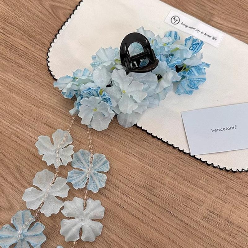 

Huajian Waterfall Original Hydrangea Flower Tassel Gripper New Super Immortal Ancient Style Back Of Head Chinese Hairpin