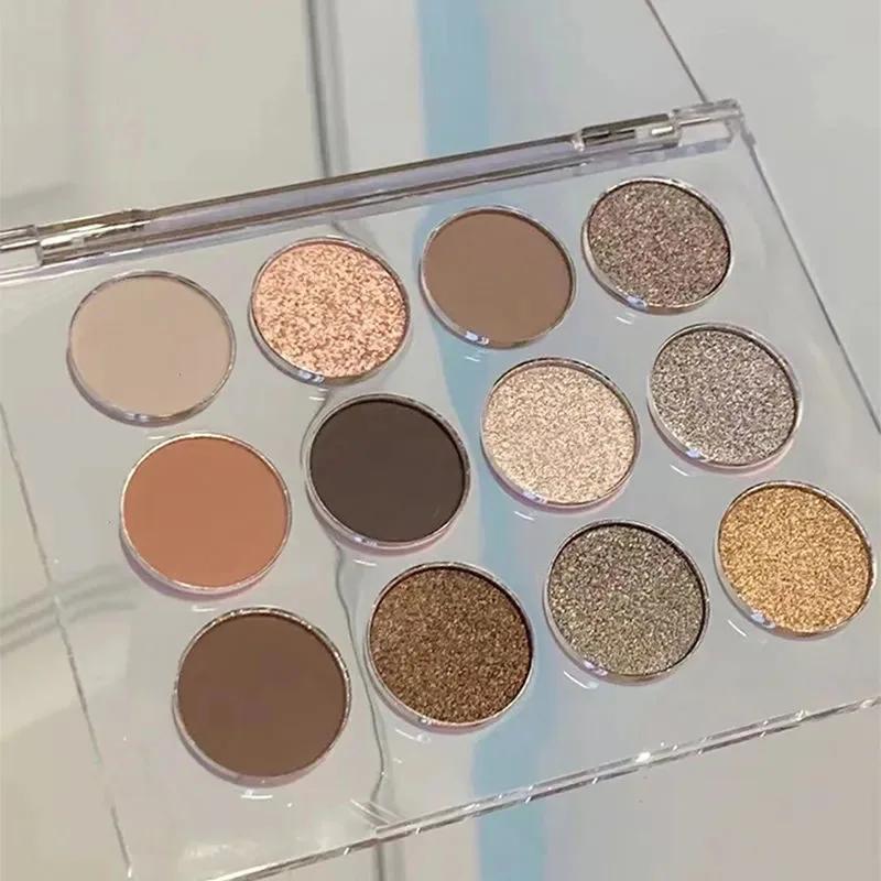 12 Colors Nude Matte Eyeshadow Palette Shiny Long Lasting Waterproof Eye Shadow Glitter Eyes Pigment Makeup Cosmetics