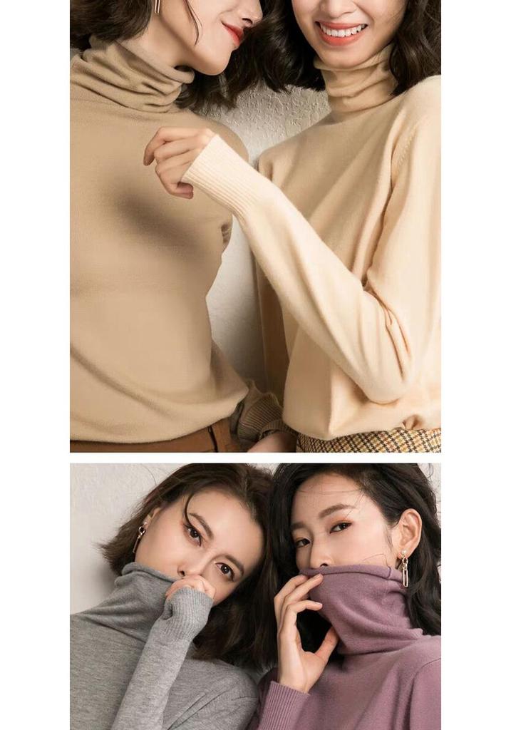 Autumn/Winter Women's Slim Fit High Neck Turtleneck Sweater Knitwear